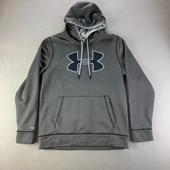 Under Armour Other - Under Armour Hoodie Mens Medium Gray Black Pullover Sweatshirt Loose Storm 1